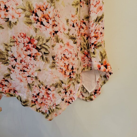 J Jill Floral Midi Belted Dress M Pink Green V Neck Rayon Dainty Feminine Easter - Picture 6 of 8